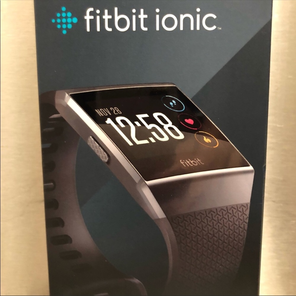 New Fitbit Ionic. Blue Gray Band Silver Gray Case